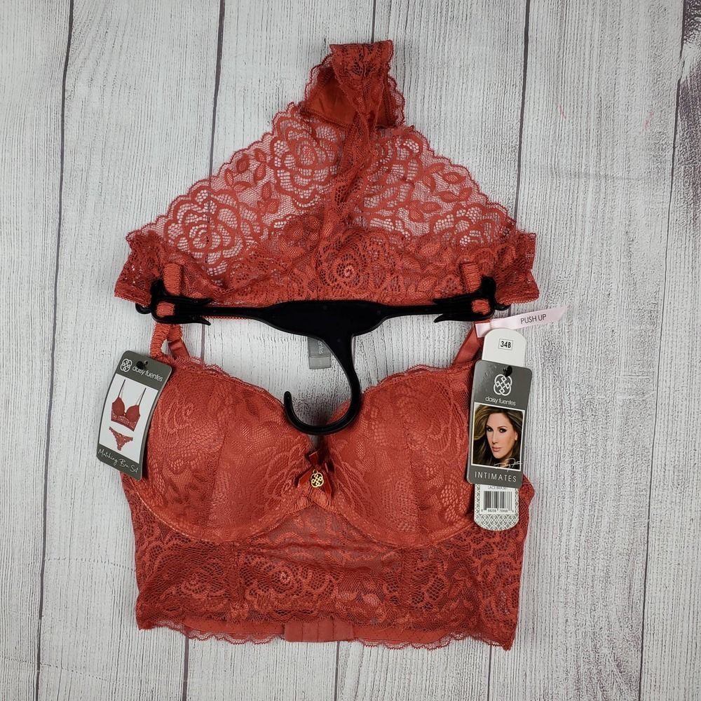 Daisy Fuentes Bra Red 34B Pushup Pantie Set Longline Lace NWT - Picture 4 of 9